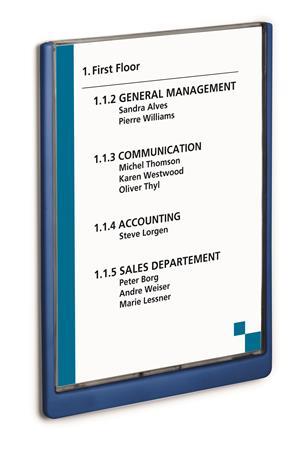 Informačná tabuľa, 210x297 mm, DURABLE „CLICK SIGN”, modrá 2