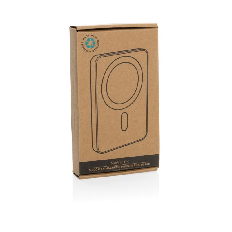 Magnetická powerbanka 5000mAh Magnetix z RCS recykl. plastu čierna 11