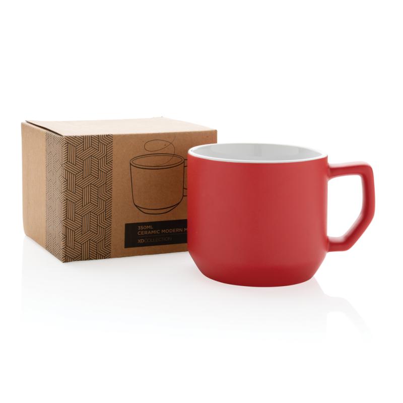 Moderný keramický hrnček 350ml červená 8