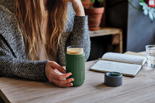 Cestovný sklenený hrnček 340 ml Black+Blum olivovo zelená 6