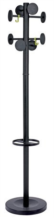 Stojanový vešiak, kovová konštrukcia, plastové doplnky, ALBA "Stan", čierny