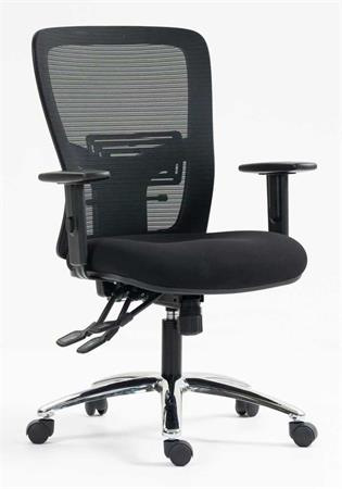 MAYAH Kancelárska stolička, s opierkami, čierne čalúnenie, sieťové operadlo, čierny podstavec, M