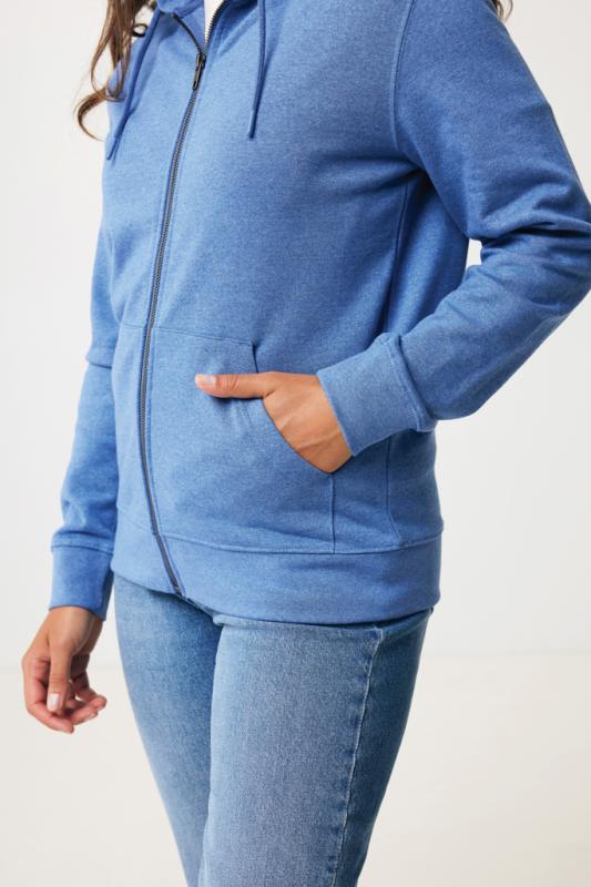 Mikina na zips s kapucňou IQONIQ Abisko z recykl. bavlny heather blue XXXL 14