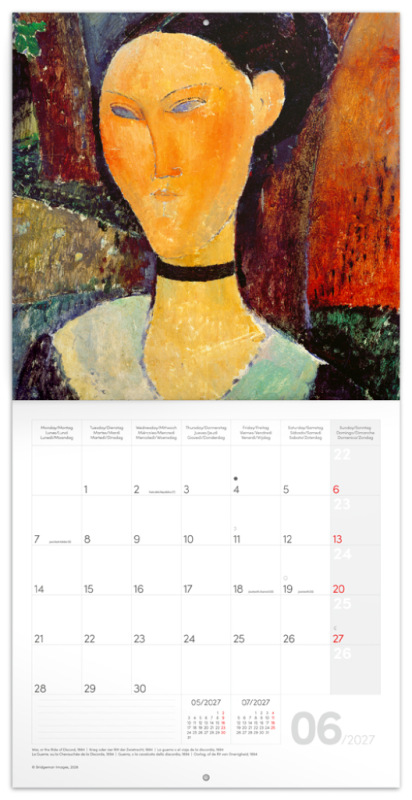 NOTIQUE Grid calendar Amedeo Modigliani 2027, 30 x 30 cm 1