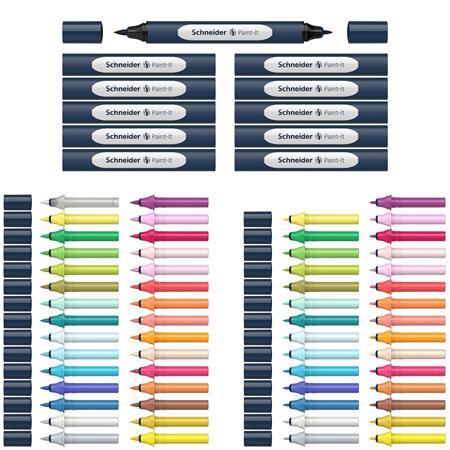 Popisovač, obojstranný, 72-kusová sada, SCHNEIDER „Paint-It 040 Twin marker Set complete”, 3