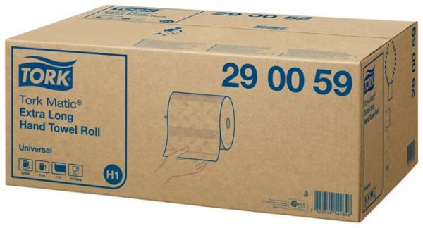 Papierové utierky, kotúčové, extra dlhé, 1-vrstvové, H1 systém, Universal, TORK "Matic®", 2