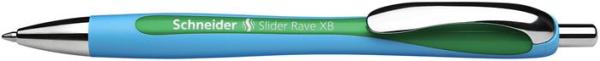 Guľôčkové pero, 0,7 mm, stláčací mechanizmus, SCHNEIDER "Slider Rave", zelené