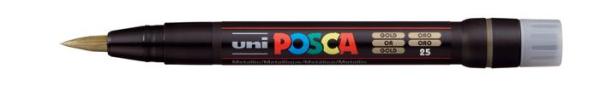 Popisovač v tvare štetca, UNI "Posca PCF-350", zlatá 2