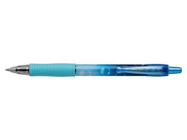 Gélové pero, 0,32 mm, stláčací mechanizmus, PILOT "G-2 Blue Bubble", modrá 1