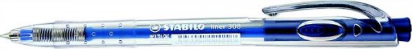 Guľôčkové pero, 0,38 mm, stláčací mechanizmus, STABILO "Liner 308", modrá 1