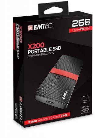 SSD (vonkajšia pamäť), 256GB, USB 3.2, 420/450 MB/s, EMTEC "X200" 1