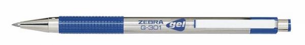Gélové pero, 0,38 mm, stláčací mechanizmus, ZEBRA "G-301", modrá