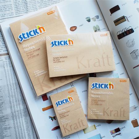 Samolepiaci poznámkový blok, linajkový, 150x101 mm, 100 listov, STICK N "Kraft Notes" 5