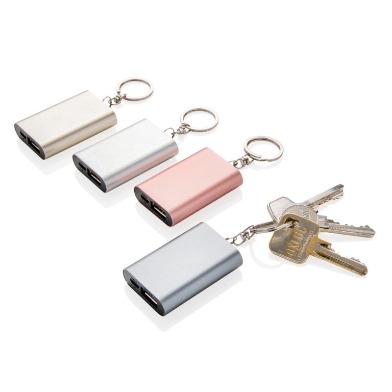 Klíčenka s powerbankou 1 000 mAh strieborná 9