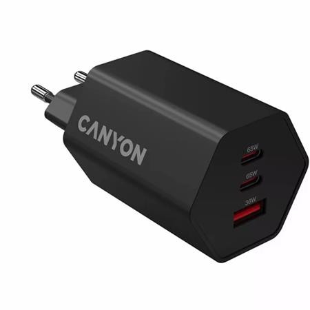 Sieťová nabíjačka, 1×USB-A, 2×USB-C, 65 W, CANYON „Hexagon 65“, čierna 4