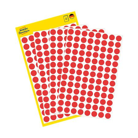 Etikety, okrúhle, priemer: 8 mm, odstrániteľné, AVERY ZWECKFORM, červené, 416 etikiet/bal 3