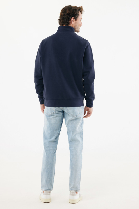 IQONIQ Elgon sveter s krátkym zipsom z recyklovanej bavlny námornícka modrá XXL 13