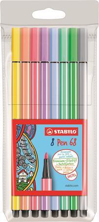 Fixky, sada,1 mm, STABILO "Pen 68", 8 pastelových farieb 1
