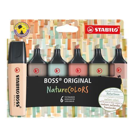 Zvýrazňovač, sada, 2-5 mm, STABILO "BOSS original NatureColors", 6 rôznych farieb 1