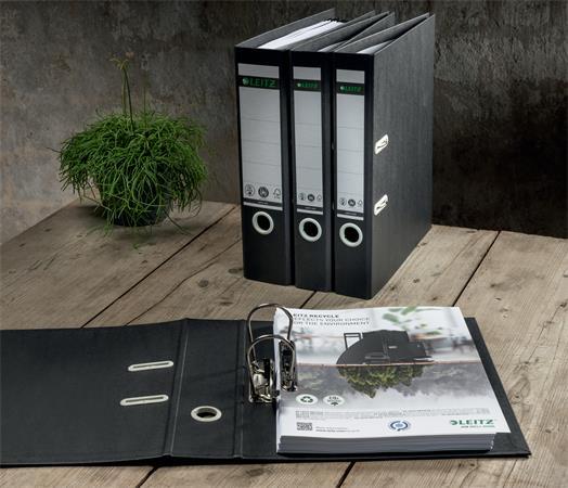 Pákový šanón, 80 mm, A4, kartónový, recyklovaný, LEITZ "180 Recycle", čierna 5