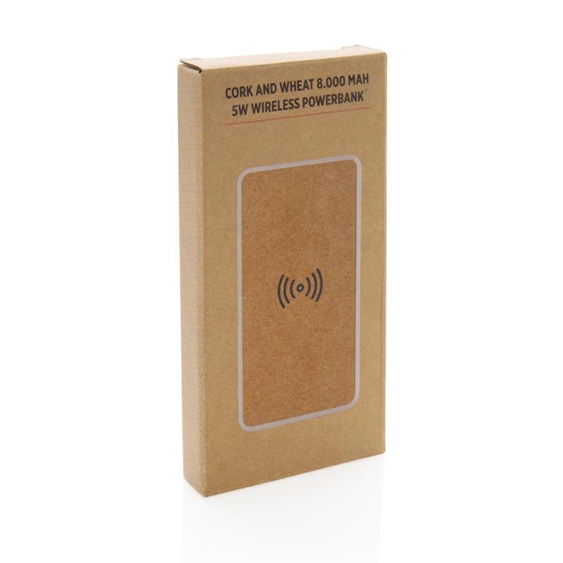 Bezdrôtová powerbanka z korku a pšenice 8 000 mAh 5W khaki 11