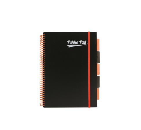Špirálový zošit, AA, linajkový, 100 strán, PUKKA PAD, "Neon black project book" 3