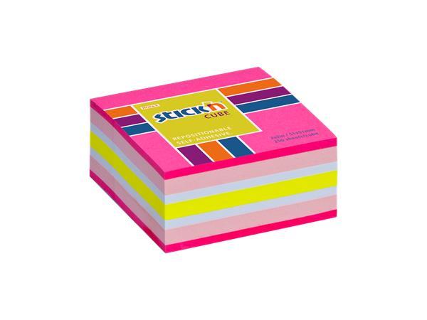 Samolepiaci poznámkový blok, 1x51 mm, 250 listov, STICK N, neónovo ružová