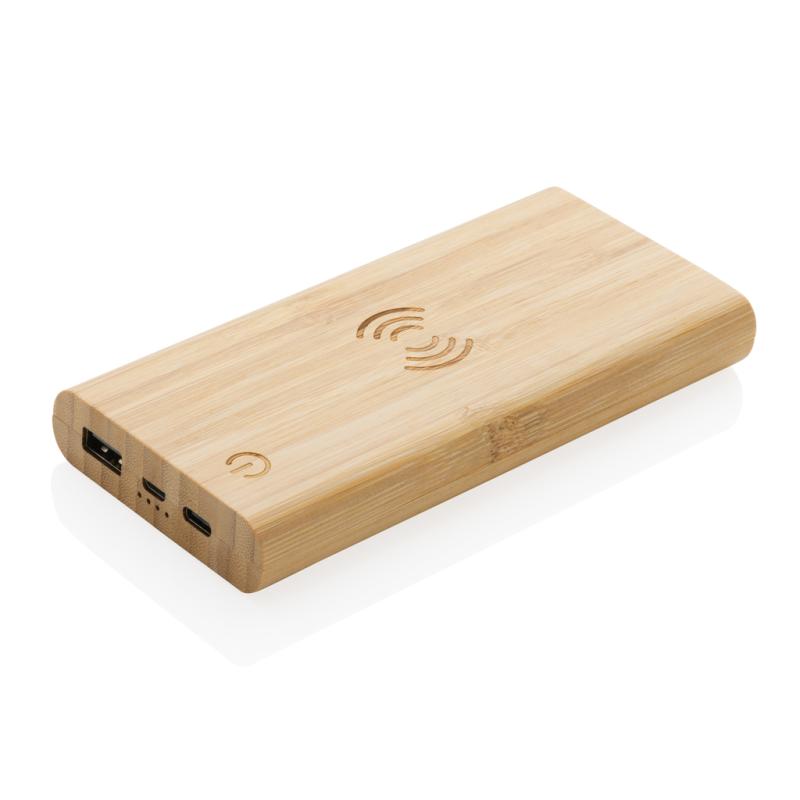 Bezdrôtová powerbanka 8 000 mAh 5W z bambusu hnedá 1