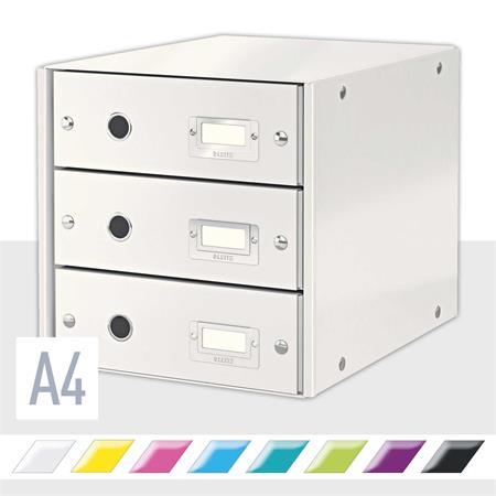 Zásuvkový box, polaminovaný kartón, 3 zásuvky, LEITZ "Click&Store", biela 2