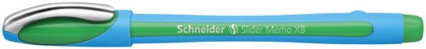 Guľôčkové pero, 0,7 mm, s vrchnákom, SCHNEIDER "Slider Memo", zelené 1