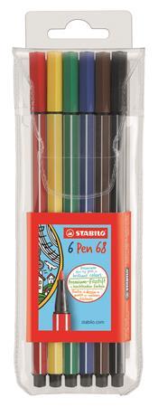 Fixky, sada, 1 mm, STABILO "Pen 68", 6 rôznych farieb 1