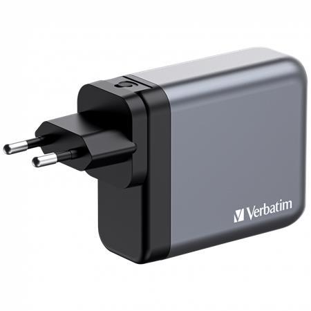 VERBATIM Sieťová nabíjačka, 2xUSB-C PD (140W), USB-C PD (20W), USB-A QC 3.0, EU/UK/US, GaN, VERBATI 1