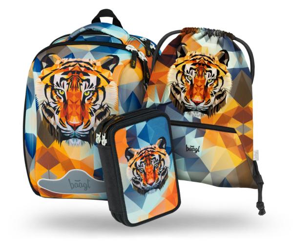 BAAGL SADA 3 Shelly Tiger: aktovka, peračník, vrecko