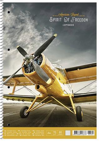 Špirálový zošit, A4, štvorčekový, 80 listov, SHKOLYARYK "Spirit of Freedom", mix 1