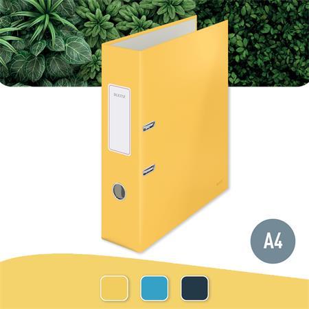 Pákový šanón, 80 mm, A4, kartón, 180°, LEITZ "Cosy Soft Touch", matná žltá 2