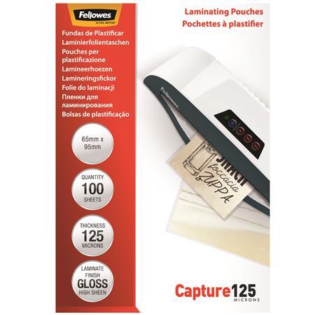 Laminovacia fólia, 125 mikr., 65x95 mm, lesklá, 100 ks, FELLOWES 1