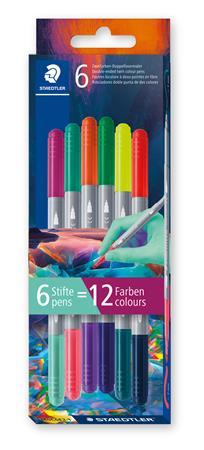 Popisovač, sada, 1/3 mm, obojstranné, vyprateľné, STAEDTLER® "3280", Multiverzum 1, 6 rôzn