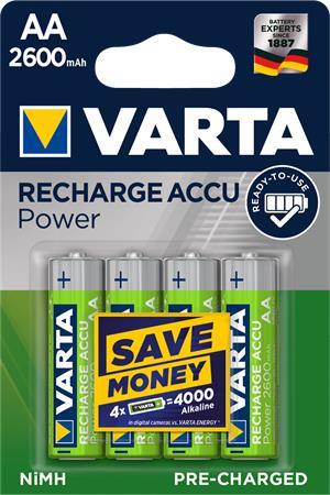 Nabíjateľná batéria, tužková AA, 4x2600 mAh, prednabitá, VARTA "Professional Accu"