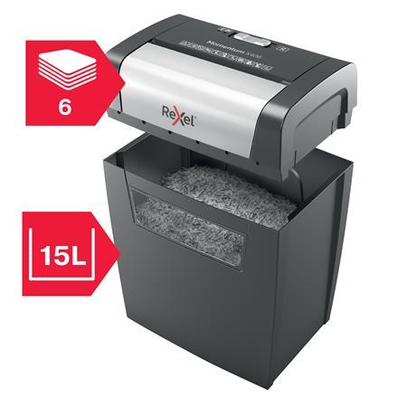 Skartovací stroj, konfety, 6 listov, REXEL, "Momentum X406" 3