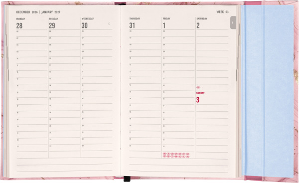 NOTIQUE Magnetic weekly planner Pink Marble 2027, 11 x 16 cm 1