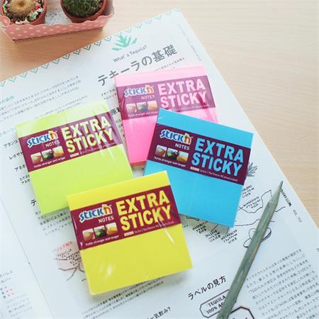 Samolepiaci poznámkový blok, 76x76 mm, 90 listov, STICK N "Extra Sticky", neónová žltá 6