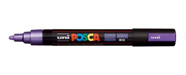 Dekoračný popisovač, 1,8-2,5 mm, UNI "Posca PC-5M", metalická fialová 2