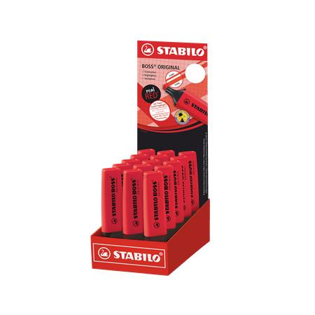 Zvýrazňovač, displej, 2-5 mm, STABILO "BOSS original", Stabilo červený 1