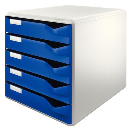 Zásuvkový box na dokumenty, plastový, 5 zásuviek, LEITZ "Standard", modrý 1
