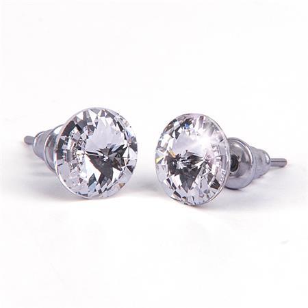 Náušnice, s bielym SWAROVSKI® krištáľom, špicaté, 8 mm, ART CRYSTELLA® 1