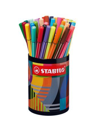 Fixky, sada, valcovitá kovová krabica, 1 mm, STABILO "Pen 68 ARTY", 45 rôznych farieb 3
