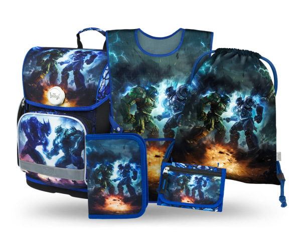 BAAGL SADA 5 Ergo Roboty: aktovka, peračník, vrecko, zástera, peňaženka