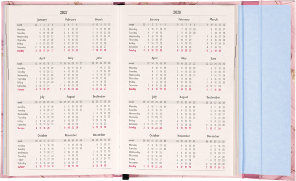 NOTIQUE Magnetic weekly planner Pink Marble 2027, 11 x 16 cm 2