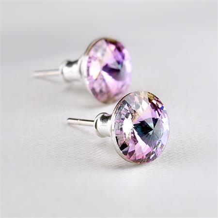 ART CRYSTELLA Náušnice "MADE WITH SWAROVSKI ELEMENTS", amestistovo fialové, 8 mm 1