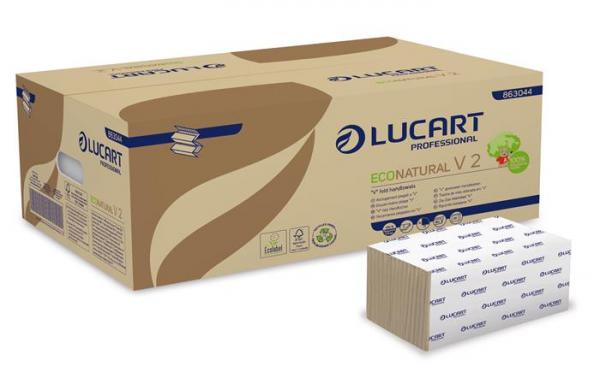 Papierové utierky, V skladané, 2-vrstvové, Havanna, LUCART, "EcoNaturalV2" 1